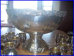 FB Rogers 1883 SILVERPLATE PUNCH BOWL with Ladle and 13 CUPS