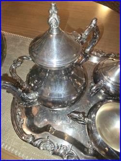 FB Rogers 1883 Silver Plate 5 Pc Tea & Coffee Set Rococo Victorian Tray Ornate