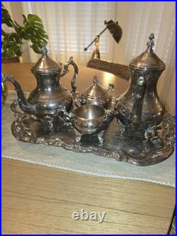 FB Rogers 1883 Silver Plate 5 Pc Tea & Coffee Set Rococo Victorian Tray Ornate