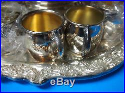 FB Rogers 1883 Silver Plated 15 Punch Bowl Set 14 Cups & TRAY Towle Silverplate