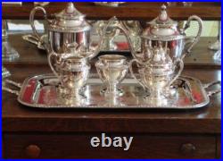 FB Rogers 1883 Silver on Copper 6-pc Tea Service Set Large Butler Tray EXC Cond FB Rogers 1883 Silver on Copper 6-pc Tea Service Set Large Butler Tray EXC Cond