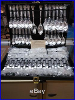 FB Rogers 62 pc Silver Plated Chippendale Silverware Set with Black Case
