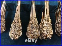 FB Rogers 85 Piece Golden Plated Grand Antique Flatware 16 Settings with Wood Case