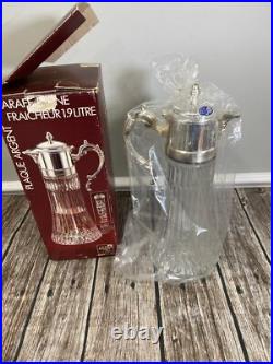 FB Rogers Company ITALY Silver Plate and Glass 2 Qt Chill It Pitcher WithIce Tube
