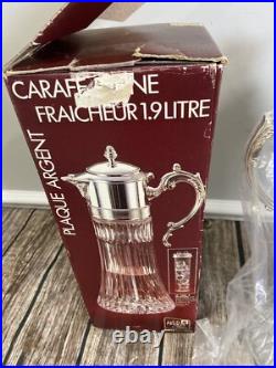 FB Rogers Company ITALY Silver Plate and Glass 2 Qt Chill It Pitcher WithIce Tube