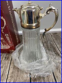 FB Rogers Company ITALY Silver Plate and Glass 2 Qt Chill It Pitcher WithIce Tube