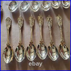 FB Rogers GOLDEN GRAND ANTIQUE Gold Plated Flatware Set Service For 12 with extras