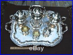 FB Rogers Lg Silverplate Tea/Coffee Service 10 Piece Set Tray Pot Sugar Creamer