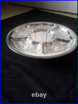 FB Rogers Never Used Lazy Susan SILVER PLATED with Glass inserts & Dome#300