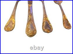 FB Rogers OLD VIENNA Silver Plate Gold Accent Silverware 8 Sp 8 fk 8 Tsp 4 Knife