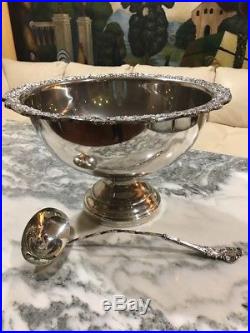 FB Rogers Silver Co 1883 Silverplate Punch Bowl, Tray, Ladle, 12 Cups