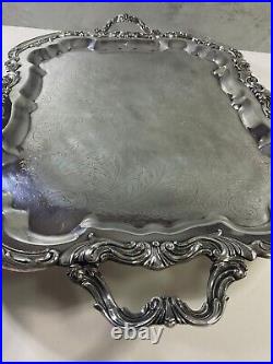 FB Rogers Silver Co 1883 Silverplated XL Footed Butler Tray 28.75 VINTAGE