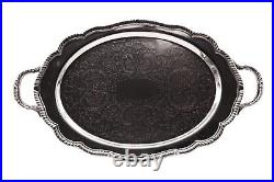 FB Rogers Silver Co 7803 Handled Silver Plate Serving Platter / Decorative Tray