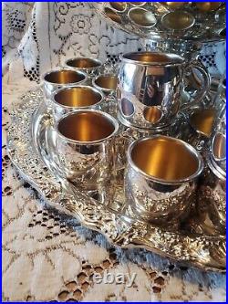 FB Rogers Silver Co Silverplate Punch Bowl Set With 20 Cups & Tray