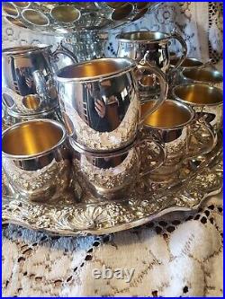 FB Rogers Silver Co Silverplate Punch Bowl Set With 20 Cups & Tray