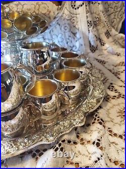 FB Rogers Silver Co Silverplate Punch Bowl Set With 20 Cups & Tray