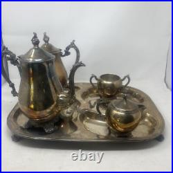 FB Rogers Silver Plate Co 4 Piece Coffee & Tea Set with Sugar & Large 18 X 14