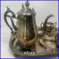 FB Rogers Silver Plate Co 4 Piece Coffee & Tea Set with Sugar & Large 18 X 14