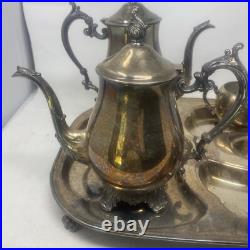 FB Rogers Silver Plate Co 4 Piece Coffee & Tea Set with Sugar & Large 18 X 14