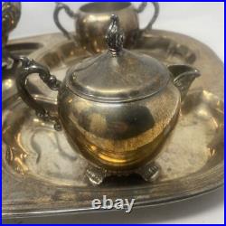 FB Rogers Silver Plate Co 4 Piece Coffee & Tea Set with Sugar & Large 18 X 14