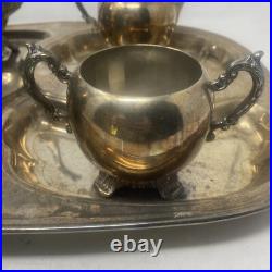 FB Rogers Silver Plate Co 4 Piece Coffee & Tea Set with Sugar & Large 18 X 14