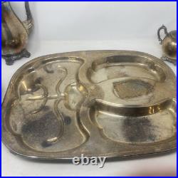 FB Rogers Silver Plate Co 4 Piece Coffee & Tea Set with Sugar & Large 18 X 14