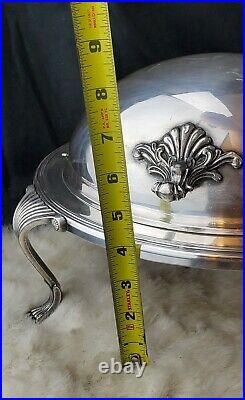 FB Rogers Silver co Vintage Rolltop Butter dish or side dish server lions feet