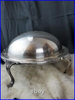 FB Rogers Silver co Vintage Rolltop Butter dish or side dish server lions feet