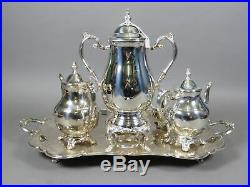 FB Rogers Silverplate 6pc Tea Coffee Pot Set 27.5 Serving Tray & Samovar