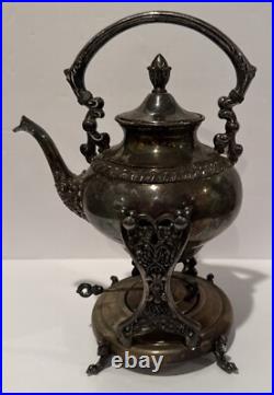 FB Rogers Teapot Burner on Stand Silver Plate #1418 Trade Mark 1883 Vintage FB Rogers Teapot Burner on Stand Silver Plate #1418 Trade Mark 1883 Vintage