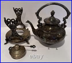 FB Rogers Teapot Burner on Stand Silver Plate #1418 Trade Mark 1883 Vintage