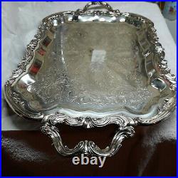 FB Rogers Vintage Silver plate Tray W Handles 25