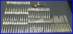FLATWARE 74pc 1847 Rogers DAFFODIL silverplate service for 12 +extras +serving