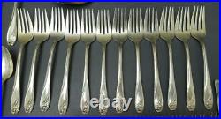 FLATWARE 74pc 1847 Rogers DAFFODIL silverplate service for 12 +extras +serving