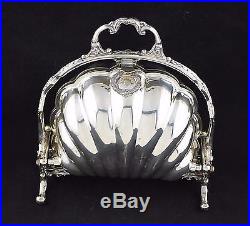 F. B. ROGERS SILVER PLATE Co FOLDING BISCUIT BOX SERVING DISH clam shell c 1890