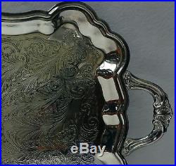 F B ROGERS Silverplate TEA SET 23 Footed Waiter Tray Coffee Pot Teapot Cr/Su