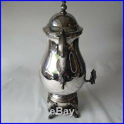 F B ROGERS WEIGHTED SILVER PLATED COFFEE URN Adjustable HEAT SOURCE Antique 1883
