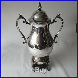 F B ROGERS WEIGHTED SILVER PLATED COFFEE URN Adjustable HEAT SOURCE Antique 1883
