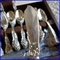 F. B. Rogers China Silver Plated Flatware Set 64 PC French Rose Chest Complete