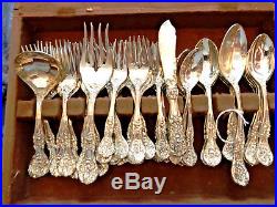 F B Rogers French Rose Pattern Silver Flatware Svc for 12 with 4 Serving Pieces