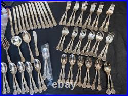 F. B. Rogers French Rose silverplate flatware set 64 pieces fork spoon knife +