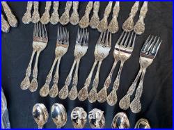 F. B. Rogers French Rose silverplate flatware set 64 pieces fork spoon knife +