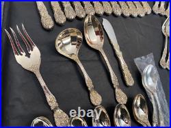 F. B. Rogers French Rose silverplate flatware set 64 pieces fork spoon knife +