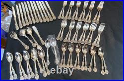 F. B. Rogers French Rose silverplate flatware set 64 pieces fork spoon knife +