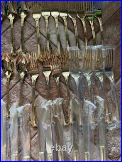 F B Rogers Gold Plated 85 Piece flatware Set Service For 16 in Red wooden box