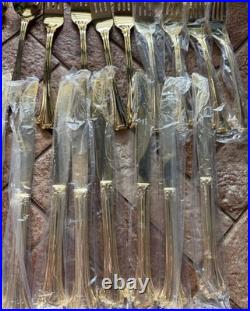 F B Rogers Gold Plated 85 Piece flatware Set Service For 16 in Red wooden box