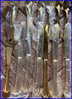 F B Rogers Gold Plated 85 Piece flatware Set Service For 16 in Red wooden box