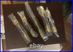 F. B. Rogers Gold Plated Flatware Set French Rose Pattern 64pc New Never Used