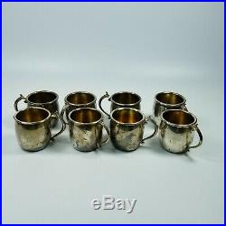 F B Rogers Silver Co Punch Bowl and 8 Cups Heavy Silverplate Pedestal Bowl SET