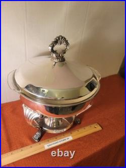F. B. Rogers Silver Co Silver Plate Chafing Dish Warmer with Lid & Glass Insert